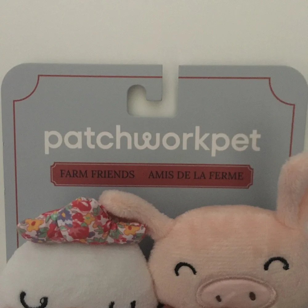 Dog Toys Tractor Pig Chicken 3 Squeaky Plush NEW with Squeakers by Patchwork